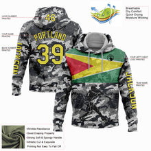 Load image into Gallery viewer, Custom Camo Light Yellow-Black 3D Guyana Flag Sports Pullover Sweatshirt Salute To Service Hoodie