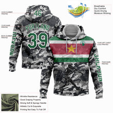 Load image into Gallery viewer, Custom Camo Kelly Green-White 3D Suriname Surinamese Flag Sports Pullover Sweatshirt Salute To Service Hoodie