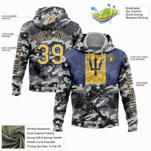 Load image into Gallery viewer, Custom Camo Yellow-Navy 3D Barbados Barbadian Flag Sports Pullover Sweatshirt Salute To Service Hoodie