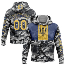 Load image into Gallery viewer, Custom Camo Yellow-Navy 3D Barbados Barbadian Flag Sports Pullover Sweatshirt Salute To Service Hoodie