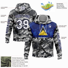 Load image into Gallery viewer, Custom Camo White-Navy 3D Saint Lucia Saint Lucian Flag Sports Pullover Sweatshirt Salute To Service Hoodie