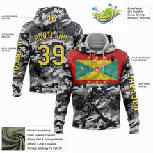 Load image into Gallery viewer, Custom Camo Yellow-Black 3D Grenada Grenadian Flag Sports Pullover Sweatshirt Salute To Service Hoodie