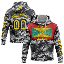 Load image into Gallery viewer, Custom Camo Yellow-Black 3D Grenada Grenadian Flag Sports Pullover Sweatshirt Salute To Service Hoodie