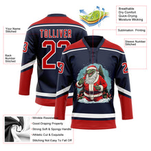 Load image into Gallery viewer, Custom Navy Red-White Funny Christmas 3D Hockey Lace Neck Jersey