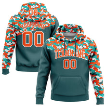 Load image into Gallery viewer, Custom Stitched Camo Orange Midnight Green-Aqua 3D Sports Pullover Sweatshirt Salute To Service Hoodie