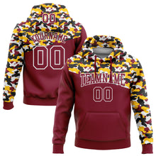Load image into Gallery viewer, Custom Stitched Camo Crimson Black-Yellow 3D Sports Pullover Sweatshirt Salute To Service Hoodie