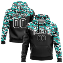 Load image into Gallery viewer, Custom Stitched Camo Black Aqua-Steel Gray 3D Sports Pullover Sweatshirt Salute To Service Hoodie