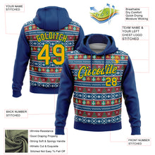 Load image into Gallery viewer, Custom Stitched US Navy Blue Gold-Kelly Green Christmas 3D Sports Pullover Sweatshirt Hoodie