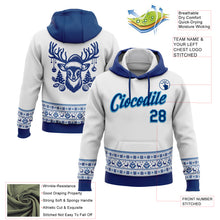 Load image into Gallery viewer, Custom Stitched White US Navy Blue-Sky Blue Christmas 3D Sports Pullover Sweatshirt Hoodie