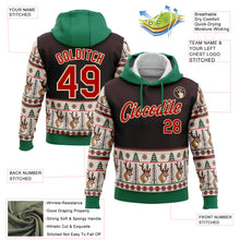 Load image into Gallery viewer, Custom Stitched Brown Red Cream-Kelly Green Christmas 3D Sports Pullover Sweatshirt Hoodie