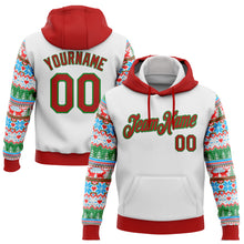 Load image into Gallery viewer, Custom Stitched White Red-Grass Green Christmas 3D Sports Pullover Sweatshirt Hoodie