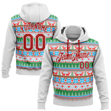 Load image into Gallery viewer, Custom Stitched White Red Christmas 3D Sports Pullover Sweatshirt Hoodie