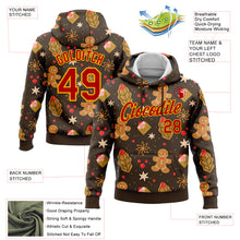 Load image into Gallery viewer, Custom Stitched Brown Red-Gold Funny Christmas 3D Sports Pullover Sweatshirt Hoodie