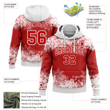 Load image into Gallery viewer, Custom Stitched Red White Christmas Snowflakes 3D Sports Pullover Sweatshirt Hoodie