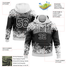 Load image into Gallery viewer, Custom Stitched Black White Christmas Snowflakes 3D Sports Pullover Sweatshirt Hoodie
