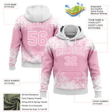 Load image into Gallery viewer, Custom Stitched Light Pink White Christmas Snowflakes 3D Sports Pullover Sweatshirt Hoodie