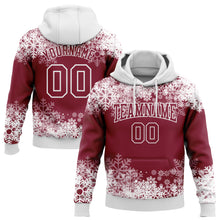 Load image into Gallery viewer, Custom Stitched Crimson White Christmas Snowflakes 3D Sports Pullover Sweatshirt Hoodie