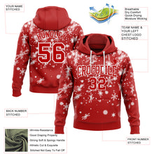 Load image into Gallery viewer, Custom Stitched Red White Christmas Snowflakes 3D Sports Pullover Sweatshirt Hoodie