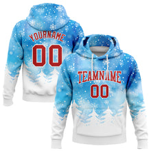 Load image into Gallery viewer, Custom Stitched Powder Blue Red-White Christmas Snowflakes 3D Sports Pullover Sweatshirt Hoodie