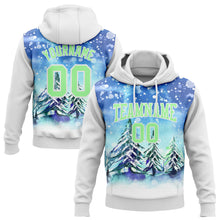 Load image into Gallery viewer, Custom Stitched White Pea Green Christmas Snowflakes 3D Sports Pullover Sweatshirt Hoodie