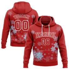 Load image into Gallery viewer, Custom Stitched Red White Christmas Snowflakes 3D Sports Pullover Sweatshirt Hoodie