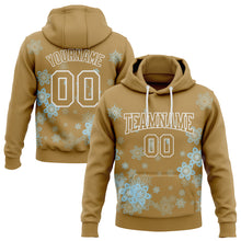 Load image into Gallery viewer, Custom Stitched Old Gold White Christmas Snowflakes 3D Sports Pullover Sweatshirt Hoodie