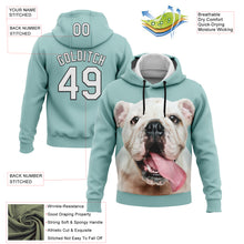 Load image into Gallery viewer, Custom Stitched Ice Blue White-Black 3D Pattern Design Bulldog Sports Pullover Sweatshirt Hoodie