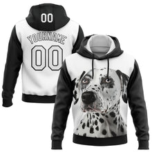 Load image into Gallery viewer, Custom Stitched White Black 3D Pattern Design Dalmatian Dog Sports Pullover Sweatshirt Hoodie