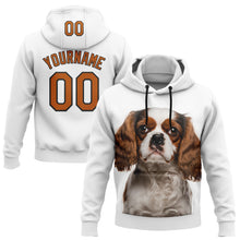 Load image into Gallery viewer, Custom Stitched White Texas Orange-Black 3D Pattern Design King Charles Dog Sports Pullover Sweatshirt Hoodie