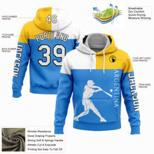 Load image into Gallery viewer, Custom Powder Blue Yellow-Black 3D Argentina Argentinian Flag Sports Pullover Sweatshirt Hoodie