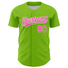 Load image into Gallery viewer, Custom Neon Green Pink-White 3D Funny Christmas Authentic Baseball Jersey