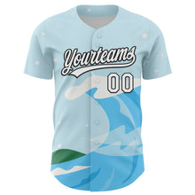 Load image into Gallery viewer, Custom Light Blue White-Black 3D Funny Christmas Authentic Baseball Jersey
