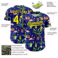 Load image into Gallery viewer, Custom Royal Light Yellow-Black 3D Funny Christmas Authentic Baseball Jersey