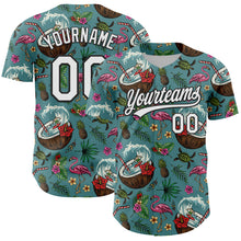 Load image into Gallery viewer, Custom Teal White-Black 3D Funny Christmas Authentic Baseball Jersey