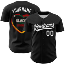 Load image into Gallery viewer, Custom Black White 3D Pattern Design Black History Month Authentic Baseball Jersey