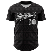 Load image into Gallery viewer, Custom Black White 3D Pattern Design Black History Month Authentic Baseball Jersey