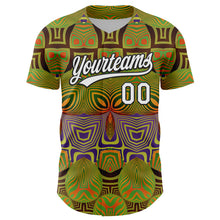 Load image into Gallery viewer, Custom Olive White-Black 3D Pattern Design Black History Month Authentic Salute To Service Baseball Jersey