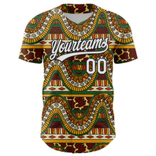 Load image into Gallery viewer, Custom Brown White-Black 3D Pattern Design Black History Month Authentic Baseball Jersey