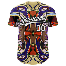 Load image into Gallery viewer, Custom Dark Purple White-Black 3D Pattern Design Black History Month Authentic Baseball Jersey