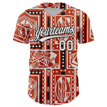 Load image into Gallery viewer, Custom Orange White-Black 3D Pattern Design Black History Month Authentic Baseball Jersey
