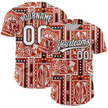 Load image into Gallery viewer, Custom Orange White-Black 3D Pattern Design Black History Month Authentic Baseball Jersey