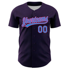Load image into Gallery viewer, Custom Purple Electric Blue-Pink 3D Love Heart Valentine's Day Authentic Baseball Jersey