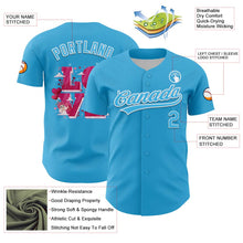 Load image into Gallery viewer, Custom Sky Blue White 3D Love Heart Valentine's Day Authentic Baseball Jersey