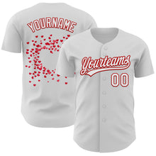 Load image into Gallery viewer, Custom White Red 3D Love Heart Valentine's Day Authentic Baseball Jersey