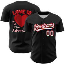 Load image into Gallery viewer, Custom Black White-Red 3D Love Heart Valentine's Day Authentic Baseball Jersey