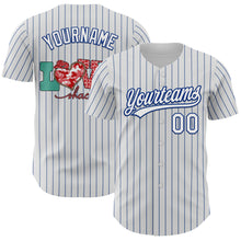 Load image into Gallery viewer, Custom White Royal Pinstripe Royal 3D Love Heart Valentine's Day Authentic Baseball Jersey