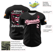 Load image into Gallery viewer, Custom Black White-Neon Pink 3D Love Heart Valentine's Day Authentic Baseball Jersey