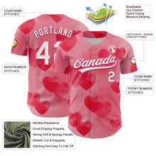 Load image into Gallery viewer, Custom Neon Pink White 3D Love Heart Valentine's Day Authentic Baseball Jersey