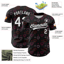 Load image into Gallery viewer, Custom Black White 3D Love Heart Valentine's Day Authentic Baseball Jersey