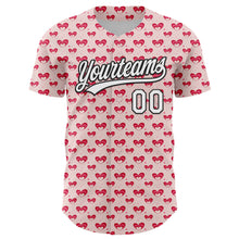 Load image into Gallery viewer, Custom Light Pink White-Black 3D Love Heart Valentine's Day Authentic Baseball Jersey